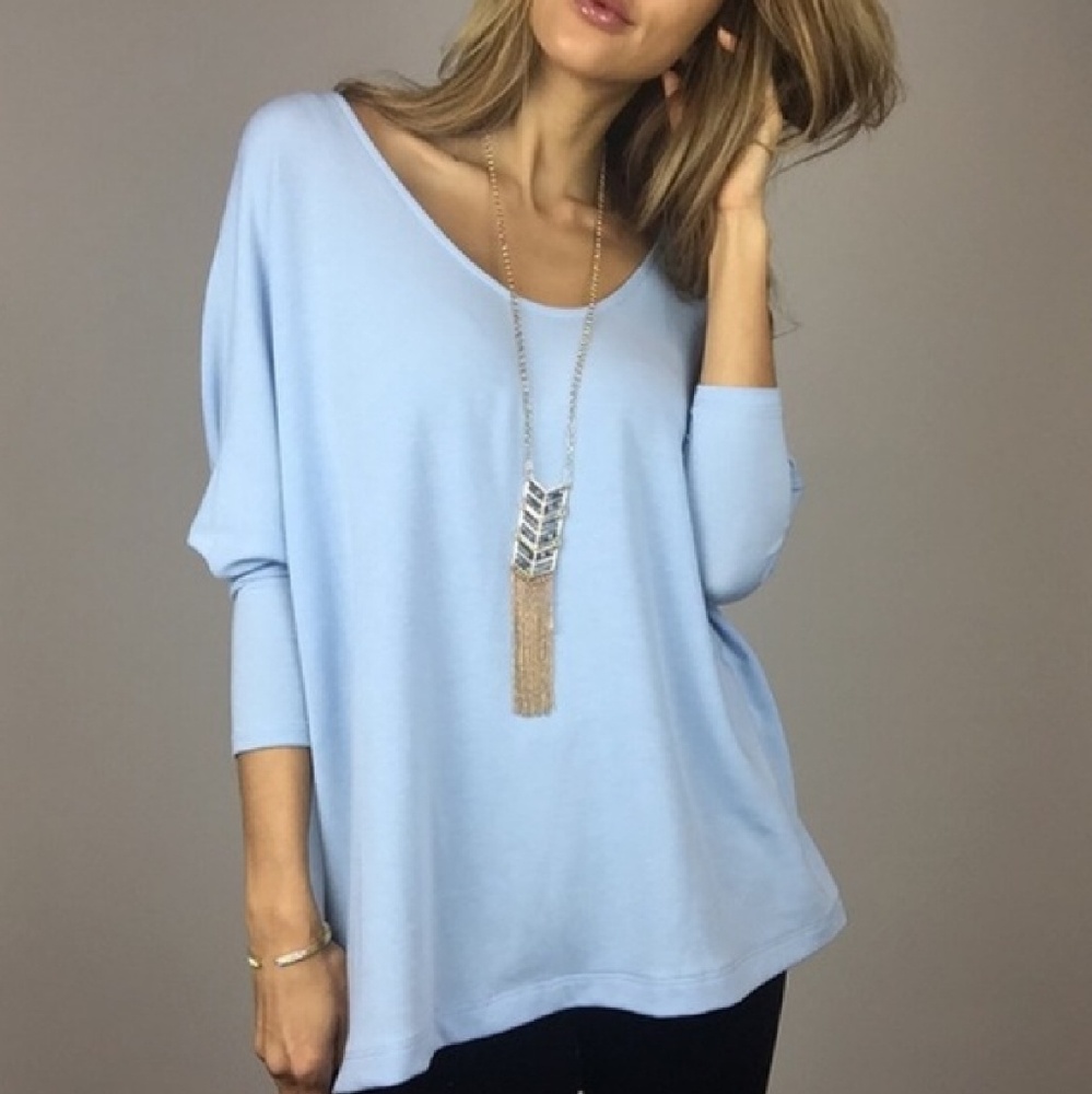 Soft Blue Dolman Sleeve Top